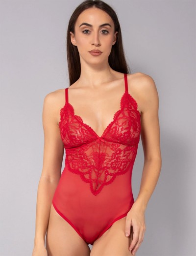 Прозрачное боди с кружевом Sielei DELICE 7859B rosso, Цвет: rosso (красный), Размеры: 75B, изображение 4