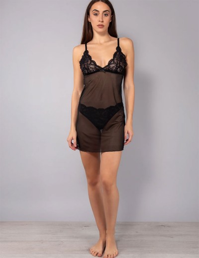 Черная комбинация +стринги Sielei DELICE 785AB+7853 nero, Цвет: nero (черный), Размеры: 75B, изображение 4