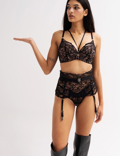 Высокий кружевной пояс Alles THE ICON garter belt черный, Цвет: черный, Размеры: XL, изображение 8