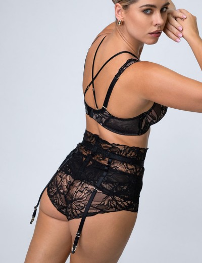 Высокий кружевной пояс Alles THE ICON garter belt черный, Цвет: черный, Размеры: XL, изображение 4