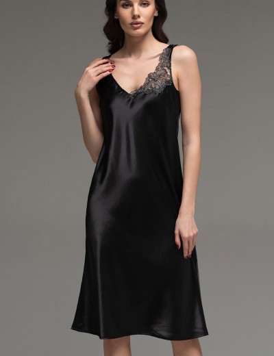 Шёлковая ночная сорочка Mia-Amore LILIROSE 4595 черный, Цвет: черный, Размеры: M, изображение 3