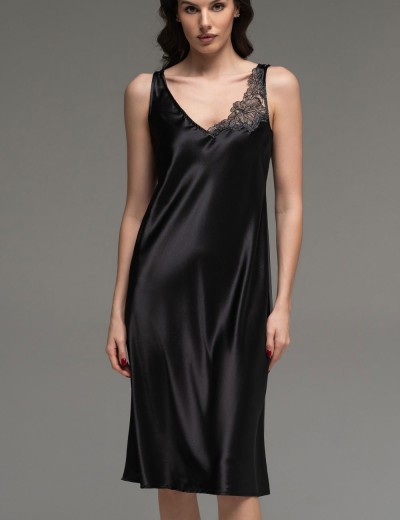 Шёлковая ночная сорочка Mia-Amore LILIROSE 4595 черный, Цвет: черный, Размеры: M, изображение 4