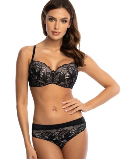 Бюстгальтер балконет Orhideja 587-437 черный/пион, Цвет: черный/пион, Размеры: 90B, изображение 4