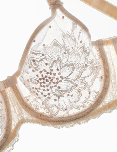Мягкий бюстгальтер с вышивкой Empreinte 07225 AMOUR NACRE перламутр, Цвет: перламутр, Размеры: 65F, изображение 4