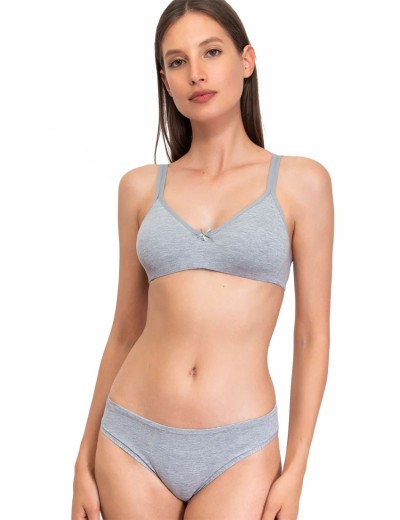 Хлопковый бюстгальтер без каркасов Sielei NATURAL COTTON 1450 grigio melange, Цвет: grigio melange, Размеры: 90B, изображение 6