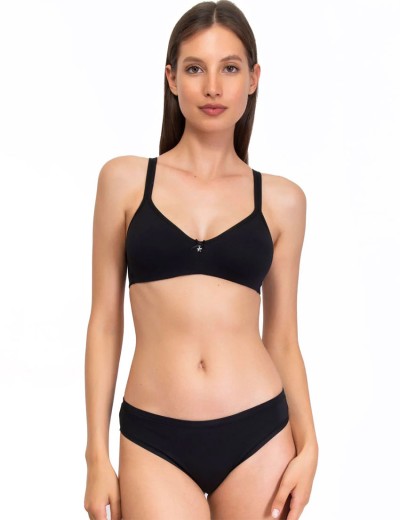 Хлопковый бюстгальтер без каркасов Sielei NATURAL COTTON 1450 nero, Цвет: nero (черный), Размеры: 90B, изображение 4