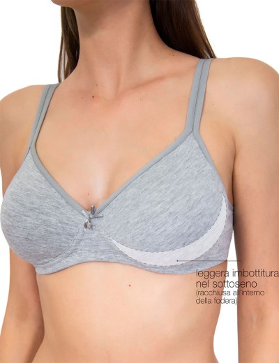 Хлопковый бюстгальтер без косточек Sielei NATURAL COTTON 1452 nero grigio melange, Цвет: grigio melange, Размеры: 75B, изображение 3