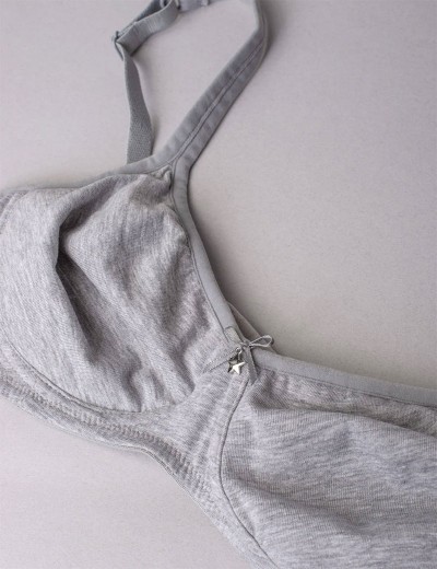 Хлопковый бюстгальтер без косточек Sielei NATURAL COTTON 1452 nero grigio melange, Цвет: grigio melange, Размеры: 75B, изображение 7