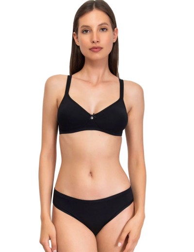 Хлопковый бюстгальтер без косточек Sielei NATURAL COTTON 1452 nero nero, Цвет: nero (черный), Размеры: 80B, изображение 4