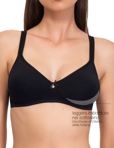 Хлопковый бюстгальтер без косточек Sielei NATURAL COTTON 1452 nero nero, Цвет: nero (черный), Размеры: 80B, изображение 3