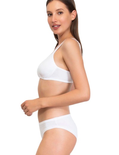 Хлопковый бюстгальтер без косточек Sielei NATURAL COTTON 1452 nero bianco, Цвет: bianco (белый), Размеры: 85C, изображение 6