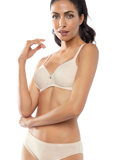 Хлопковый бюстгальтер без косточек Sielei NATURAL COTTON 1452 nero ecru melange, Цвет: ecru melange, Размеры: 80C, изображение 4