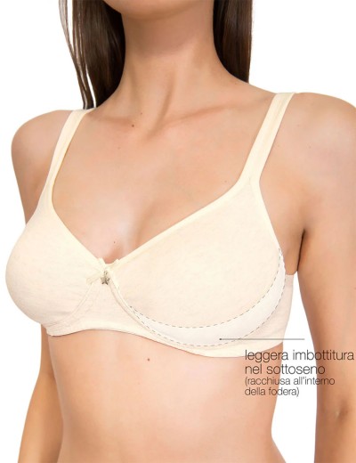 Хлопковый бюстгальтер без косточек Sielei NATURAL COTTON 1452 nero ecru melange, Цвет: ecru melange, Размеры: 80C, изображение 3