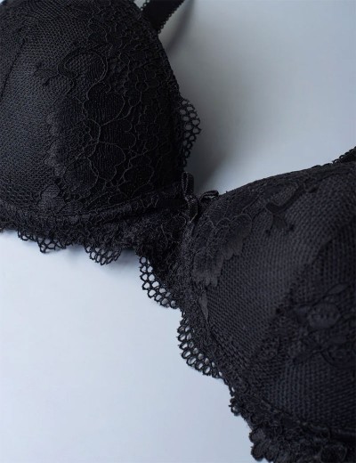 Кружевной бюстгальтер пуш-ап без каркасов Sielei WONDER LACE 2446 nero, Цвет: nero (черный), Размеры: 75B, изображение 6