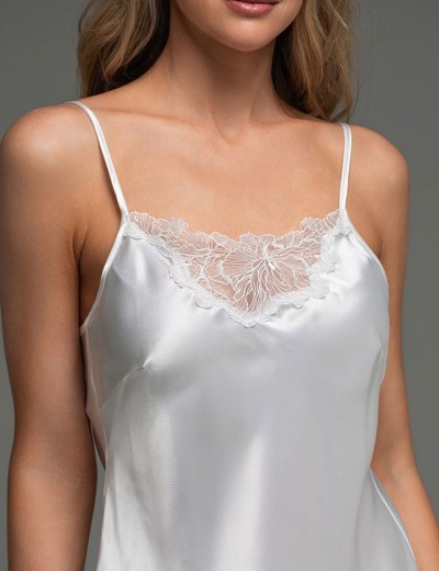 Короткая шёлковая сорочка Mia-Amore LILIROSE 4590 белый, Цвет: белый, Размеры: 2XL, изображение 2