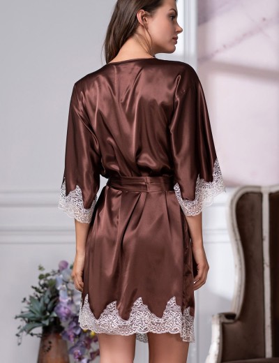 Халат-кимоно шелковый Mia-Amore MARILIN 3103 шоколадный, Цвет: шоколадный, Размеры: XS, изображение 2
