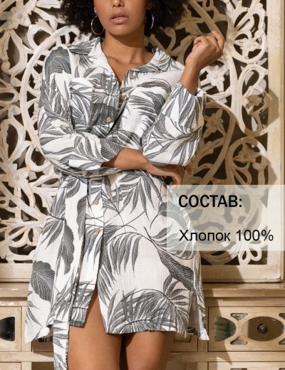 Хлопковая удлиненная рубашка Mia-Amore TENERIFE 5227 белый, Цвет: белый, Размеры: L/XL, изображение 3