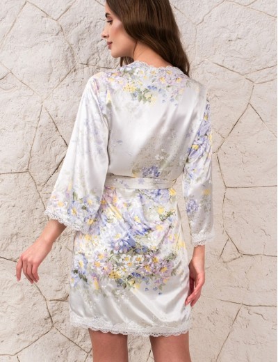 Халат шелковый Mia-Amore LILIANNA 5993, Цвет: молочный, Размеры: 2XL/3XL, изображение 3