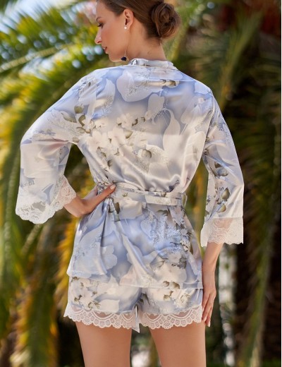 Шелковый комплект тройка Mia-Amore NOVELLA 3605, Цвет: голубой микс, Размеры: L, изображение 3