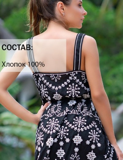 Длинный сарафан из хлопка Mia-Amore NOIR 1338, Цвет: черный, Размеры: S, изображение 4