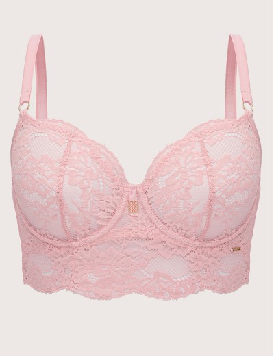 Кружевное бюстье Alles POWDER WHISPER M longline pink, Цвет: розовый, Размеры: 70E, изображение 7