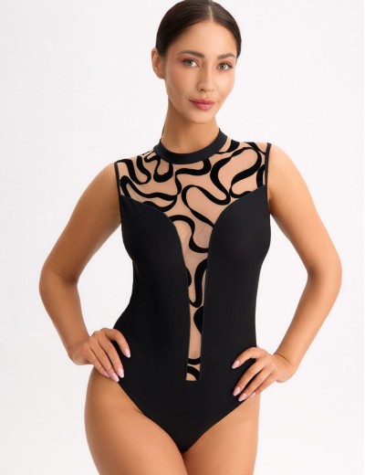 Боди Bella Misteria BLACK AGATE body, Цвет: черный+телесный, Размеры: L, изображение 6