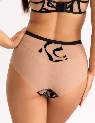 Высокие трусы Bella Misteria BLACK AGATE briefs, Цвет: телесный+черный, Размеры: 3XL, изображение 2