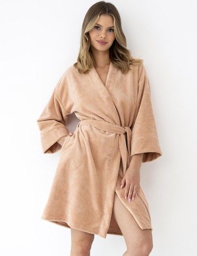 Короткий банный халат Sensis GOLDIE, Цвет: персиковый, Размеры: S/M, изображение 3