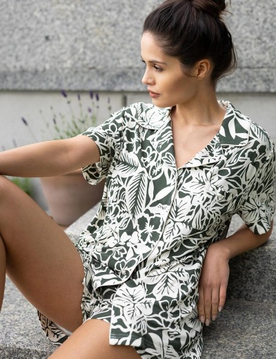 Вискозная пижама с шортами Sensis KAYLEE, Цвет: зелёный, Размеры: M, изображение 4