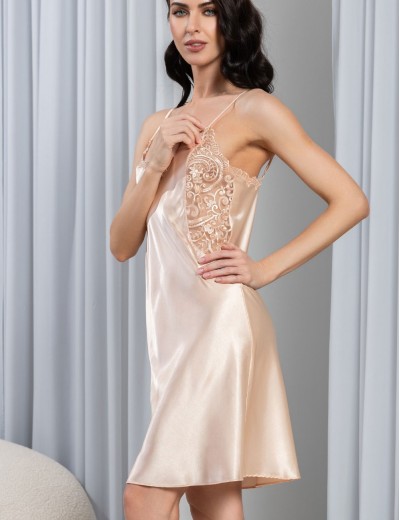 Короткая шелковая сорочка Mia-Amore MARJORY 3961 персик, Цвет: персик, Размеры: 2XL, изображение 3