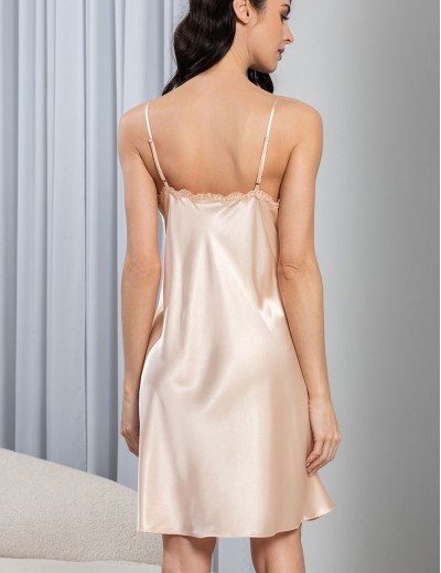 Короткая шелковая сорочка Mia-Amore MARJORY 3961 персик, Цвет: персик, Размеры: 2XL, изображение 2