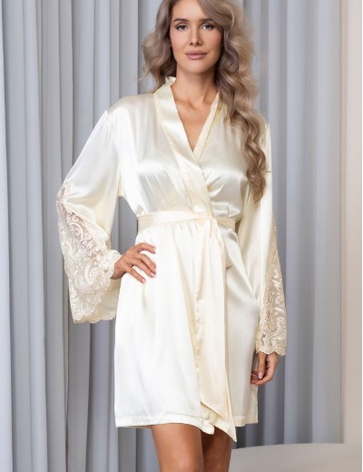 Короткий халат из шелка Mia-Amore MARJORY 3963 шампань, Цвет: шампань, Размеры: 2XL/3XL, изображение 3