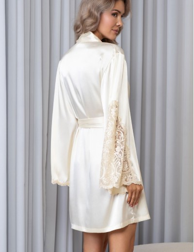 Короткий халат из шелка Mia-Amore MARJORY 3963 шампань, Цвет: шампань, Размеры: 2XL/3XL, изображение 2