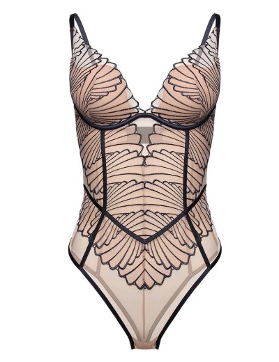 Боди с пуш-ап вкладышами Esotiq NUGAT 43497 бежевый+серый, Цвет: бежевый+серый, Размеры: S, изображение 8