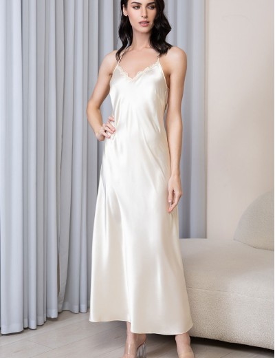 Длинная шелковая сорочка Mia-Amore MARJORY 3968 шампань, Цвет: шампань, Размеры: 2XL, изображение 2