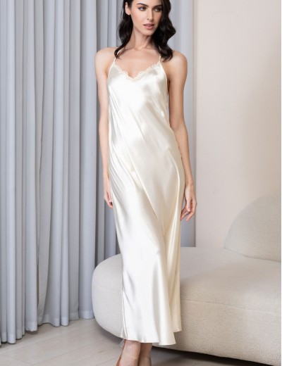 Длинная шелковая сорочка Mia-Amore MARJORY 3968 шампань, Цвет: шампань, Размеры: 2XL, изображение 4