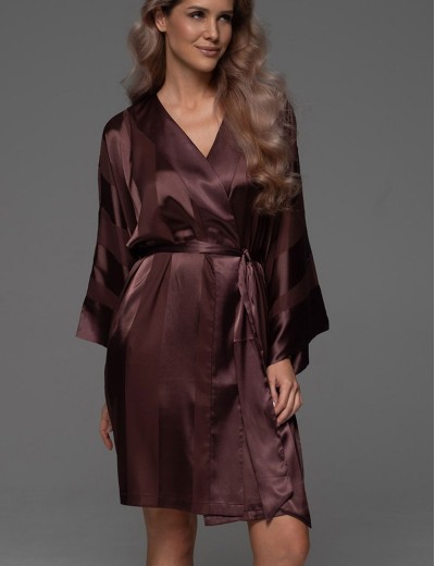 Атласный халат кимоно Mia-Amore ILONA 7543 шоколад, Цвет: шоколад, Размеры: 2XL/3XL, изображение 4