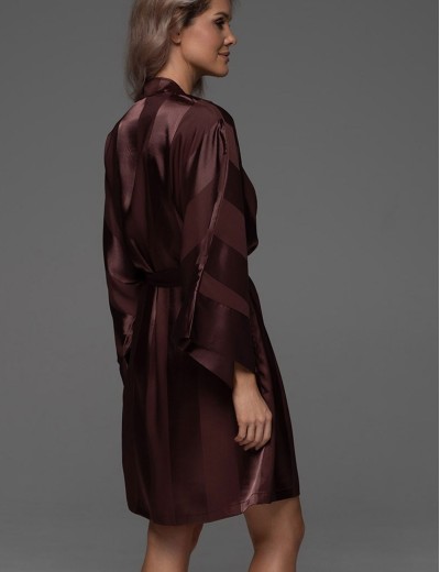 Атласный халат кимоно Mia-Amore ILONA 7543 шоколад, Цвет: шоколад, Размеры: 2XL/3XL, изображение 3