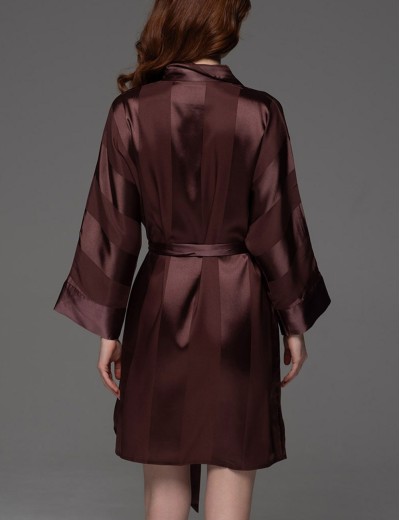 Рубашка халат из атласа Mia-Amore ILONA 7547 шоколад, Цвет: шоколад, Размеры: 2XL/3XL, изображение 2