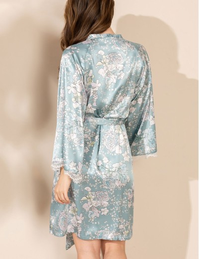 Шелковый короткий халат Mia-Amore AIRIS 4873, Цвет: нежно-бирюзовый, Размеры: 2XL/3XL, изображение 2