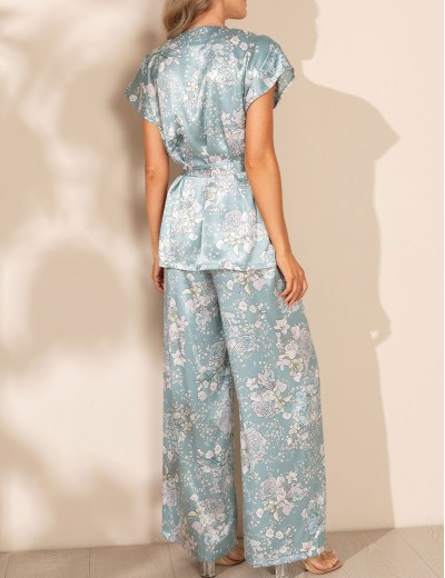 Шелковый брючный комплект Mia-Amore AIRIS 4876, Цвет: нежно-бирюзовый, Размеры: 2XL, изображение 3