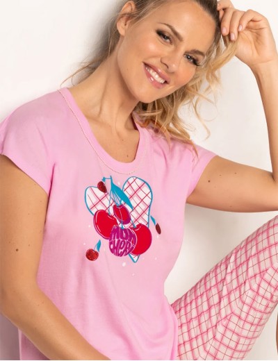 Пижама из хлопка Sielei CHERRY LOVE CH12 rosa, Цвет: rosa (розовый), Размеры: M, изображение 3