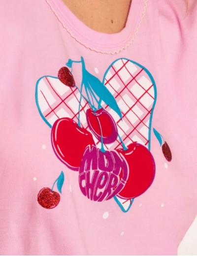 Пижама из хлопка Sielei CHERRY LOVE CH12 rosa, Цвет: rosa (розовый), Размеры: M, изображение 2