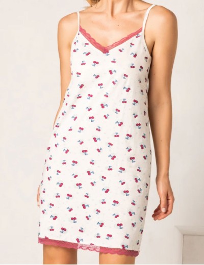 Сорочка из хлопка Sielei CHERRY LOVE CH21 acqua, Цвет: acqua (голубой принт), Размеры: M, изображение 3