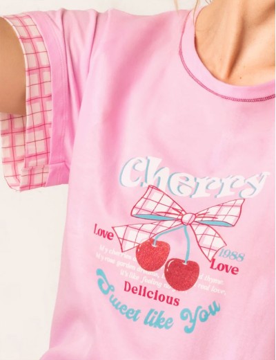 Хлопковая сорочка Sielei CHERRY LOVE CH41 rosa, Цвет: rosa (розовый), Размеры: S, изображение 2