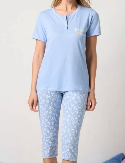 Комплект футболка с капри Sielei DAISY DA11, Цвет: indaco/giallo (индиго/желтый), Размеры: L, изображение 3