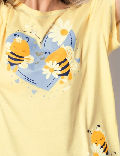 Удлиненная футболка с принтом Sielei DAISY DA42, Цвет: indaco/giallo (индиго/желтый), Размеры: M, изображение 2