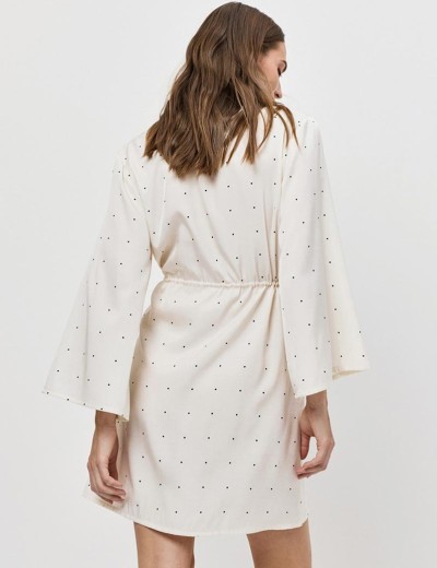 Короткий халат под пояс Aruelle ADA, Цвет: экрю, Размеры: XS, изображение 2