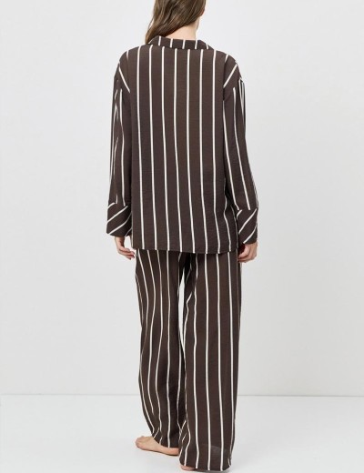Полосатый комплект с брюками Aruelle CEDAR SET, Цвет: шоколадный, Размеры: XS, изображение 3