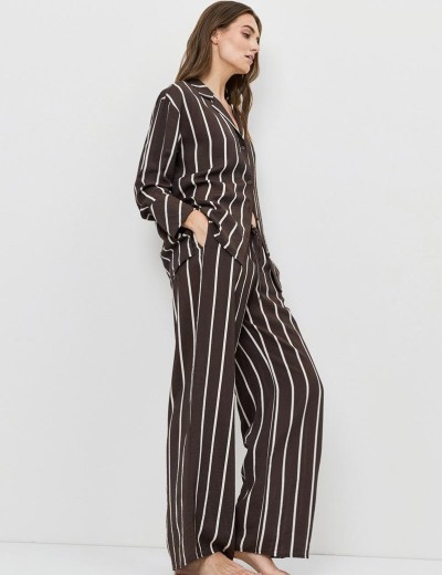 Полосатый комплект с брюками Aruelle CEDAR SET, Цвет: шоколадный, Размеры: XS, изображение 4